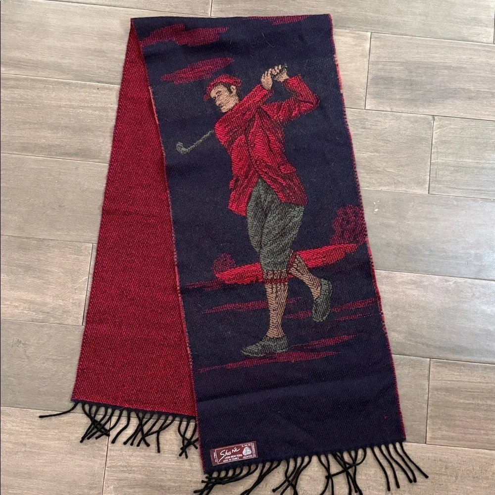 Sharé Vintage 100% Wool Golf Scarf Made in France